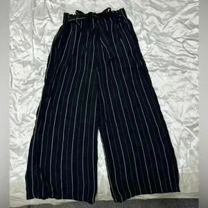 Pinstripe Black and White Paperbag Style Pants
